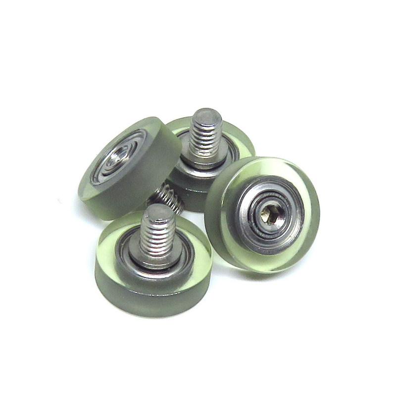 PU68413-4C1L5M4 PU coating roller wheel polyurethane roller with bearing 684-2RS M4x13x4mm
